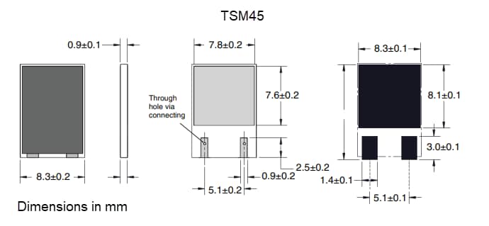 Mechanical Drawing - Ohmite TSM45 & TSM55 Thick Film Resistors