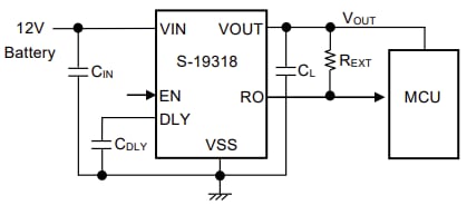 Application Circuit Diagram - ABLIC S-19318 Automotive Linear Regulator IC