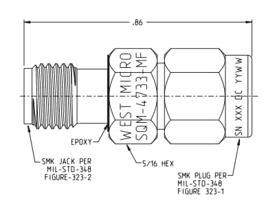 Mechanical Drawing - Midwest Microwave / Cinch Connectivity Solutions SQM-4733-MF-29M-02 Connector Savers
