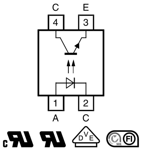 Schematic - Vishay Semiconductors TCMT111x Phototransistor Output Optocoupler