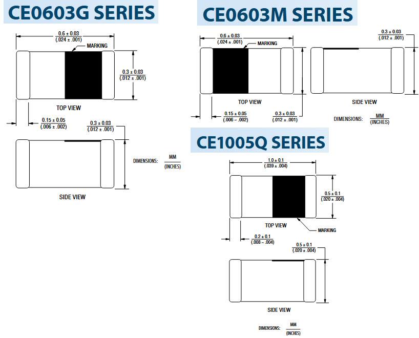 Mechanical Drawing - Bourns CE Monolithic Multilayer Chip Inductors