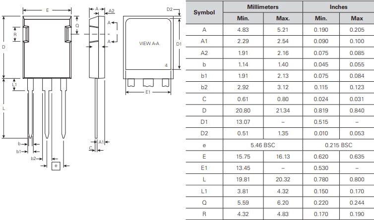 Mechanical Drawing - Littelfuse CMA160E1600HF Single Thyristor