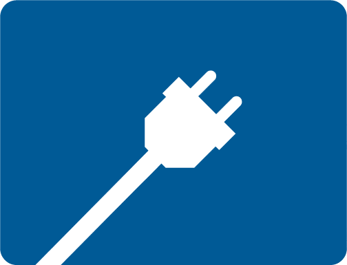 an animation of a Power cord coming in from the bottom left with a cord cut to denote that this is power cordless technology